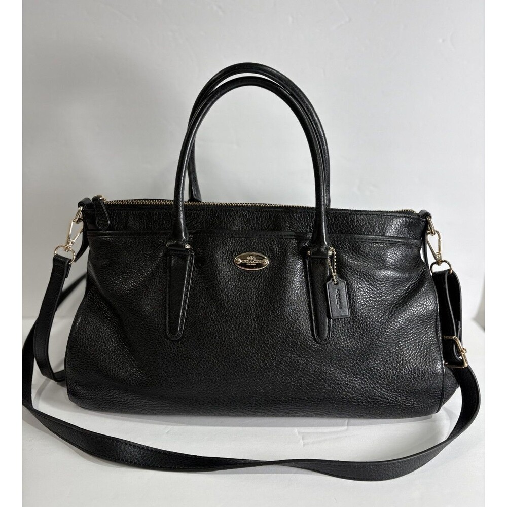 Coach Morgan Women's Satchel Crossbody Bag in Pebble Black Leather F35185